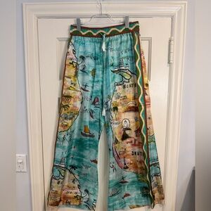 Alemais Colorful Map Print Wide Leg Pants